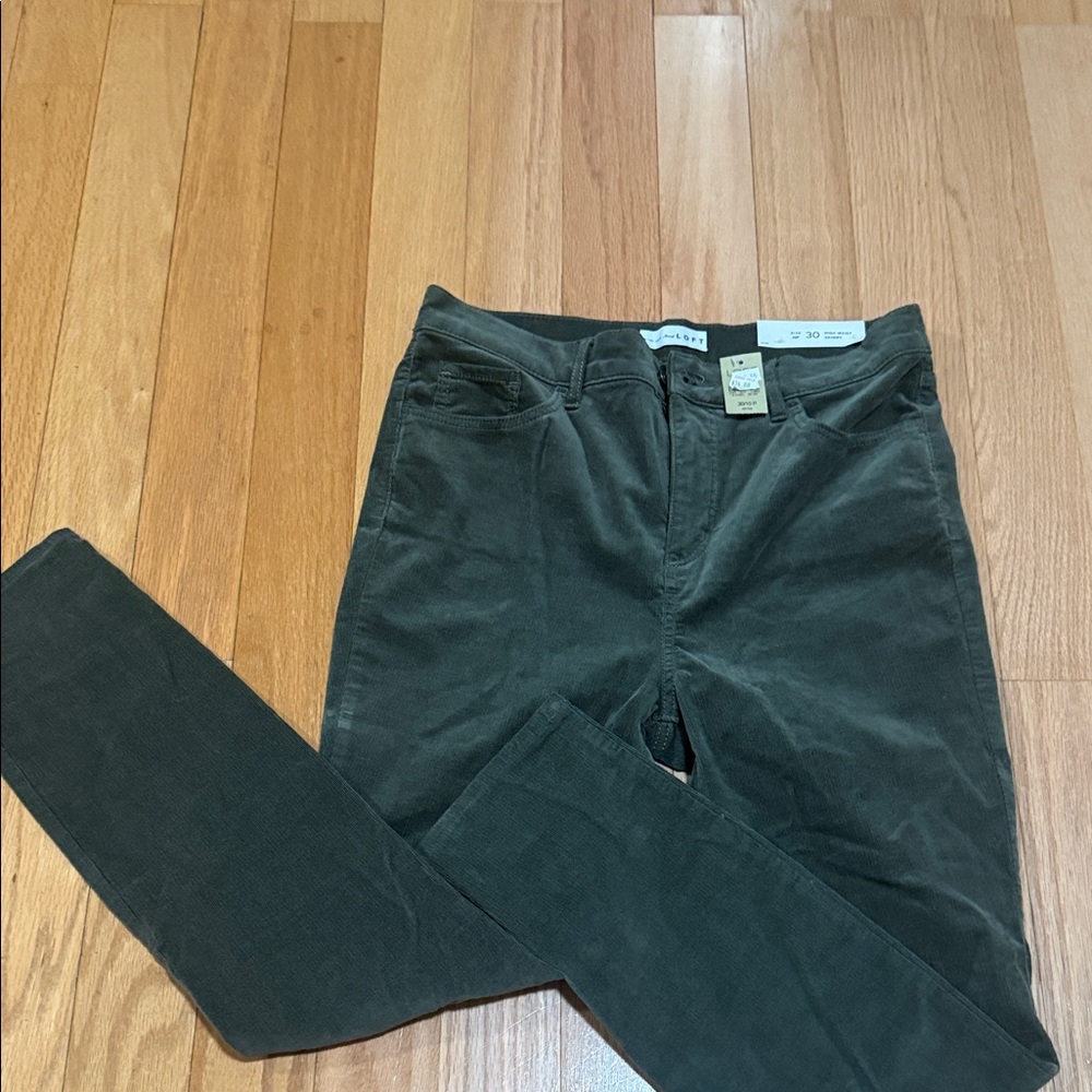LOFT Olive Corduroy Skinny Pants